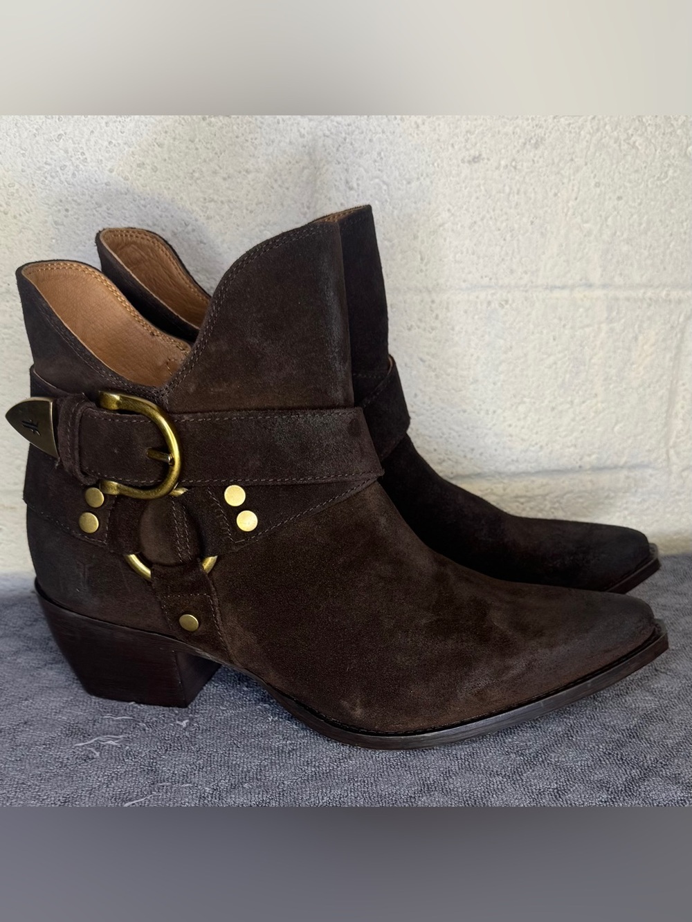 FRYE SACHA MULTI STRAP BOOTIE CHOCOLATE BROWN SIZE 9.5